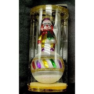PESCHKA OLD WORD GLASS CLOWN  Man Glass Christmas Ornament NIB! New Old Stock